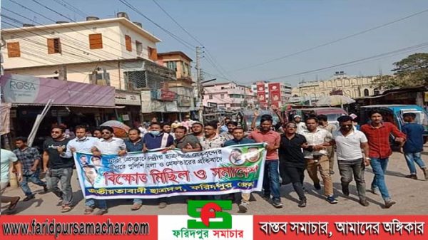 ফরিদপুর জেলা ছাত্রদলের উদ্যোগে বিক্ষোভ মিছিল